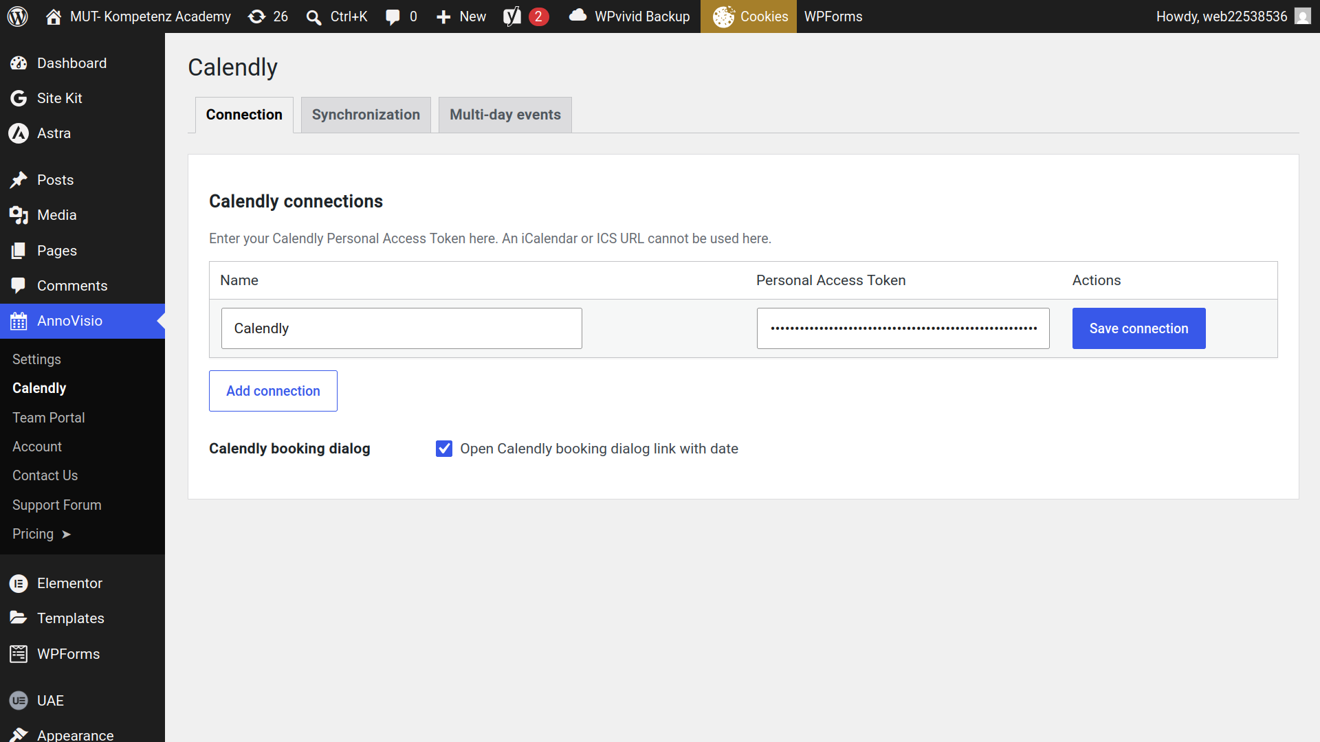 Calendly synchronization settings in AnnoVisio